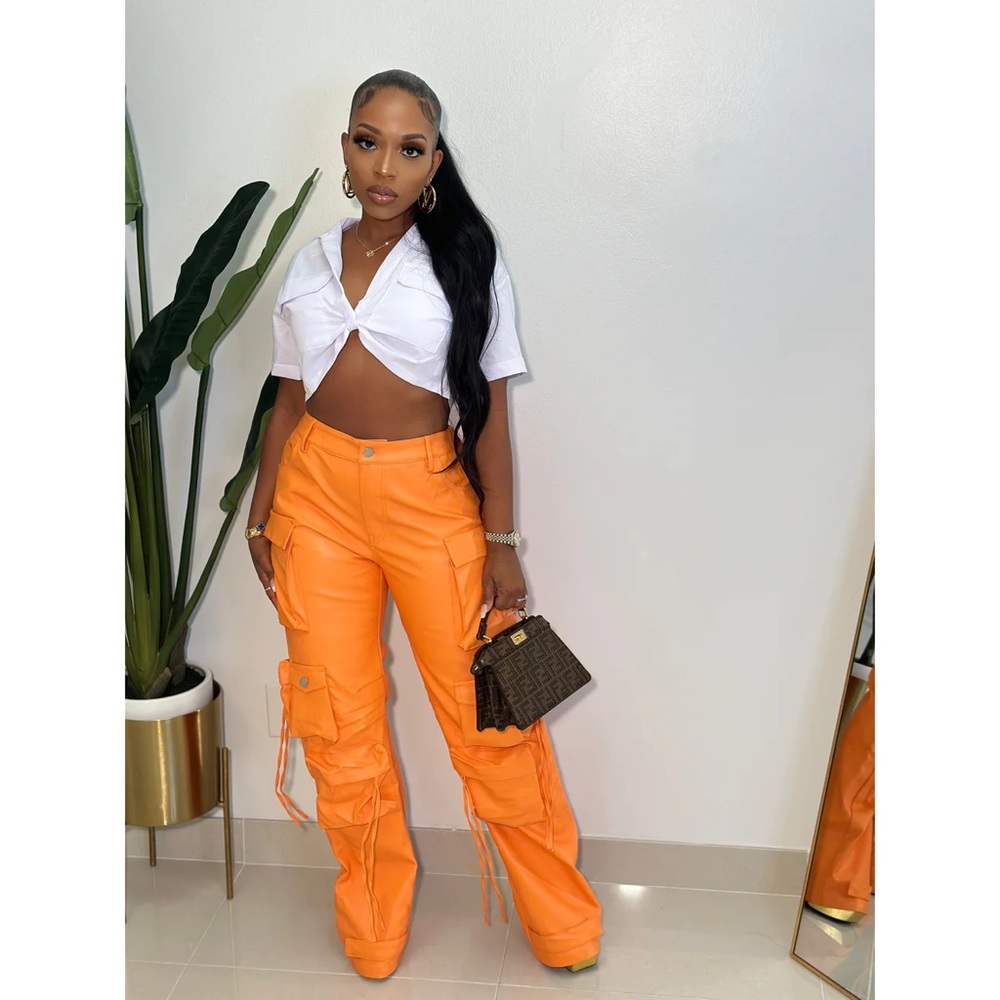Orange Cargo Pants Large